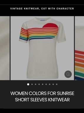 Oxknit Short Sleeve Knit Top with Rainbow Sunrise